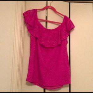 Lilly Pulitzer raspberry off shoulder top